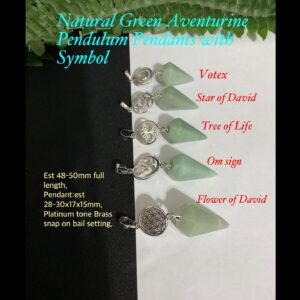 Natural Green Aventurine Pendulum Pendants with Flower of David Symbol