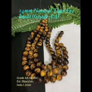 14mm Natural Tiger Eye beads (est 28pcs)