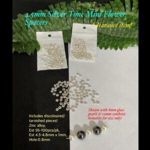 4.5mm Silver Tone Mini Flower Spacer beads (est 100pcs) (Clearance item!)
