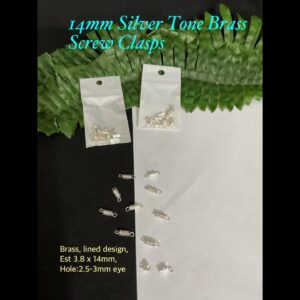 14mm Silver Tone Brass Screw Clasps (lined design, est 10pcs)