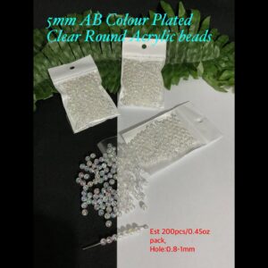 5mm Ab Colour Plated Clear Acrylic Round beads (est 200pcs)