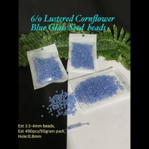 6/0 Lustered Cornflower Blue seed beads (est 50g)