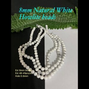 8mm Natural White Howlite beads (est 49pcs)