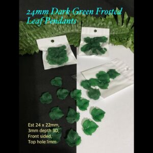 24mm Dark Green Frosted Leaf pendants (20pcs)