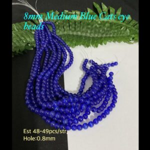 8mm Medium Blue Cats eye beads (est 48-49pcs)