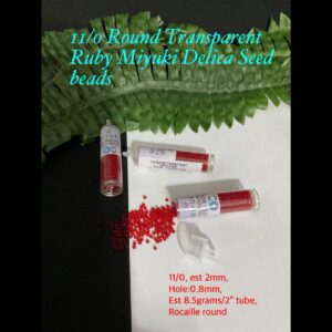 11/0 Round Silver Lined Ruby Miyuki Glass seed beads (est 8.5g)