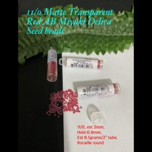 11/0 Round Matte Transparent Red AB Miyuki Glass seed beads (est 8.5g)