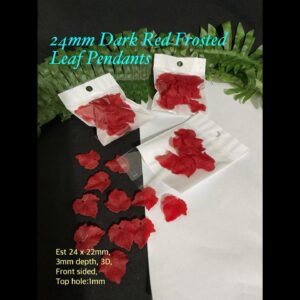 24mm Dark Red Frosted Leaf pendants (20pcs)