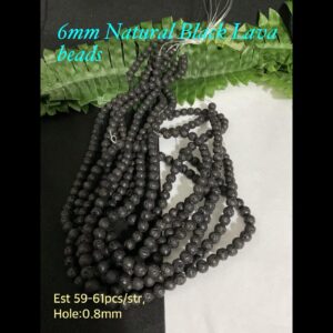 6mm Natural Black Lava beads (est 59-61pcs) 10% off!