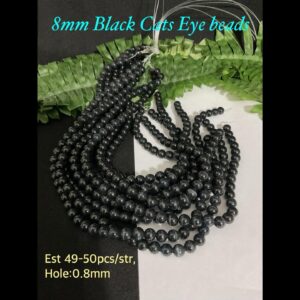 8mm Black cats eye beads (est 49-50pcs) 10% off!