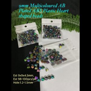 9mm Multicoloured Blue AB Plated ABS Plastic Heart Shaped beads (est 100pcs) 20% off!