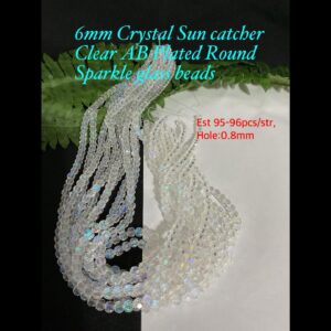6mm Crystal Sun Catcher Clear Ab Plated faceted Round glass beads (est 95-96pcs) 20% off!