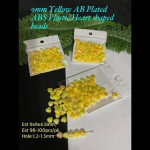 9mm Yellow AB Plated ABS Plastic Heart Shaped beads (est 100pcs) 20% off!