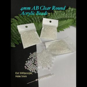 4mm AB Clear Round Acrylic beads (est 500pcs) 20% off!