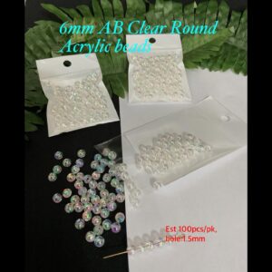 6mm AB Clear Round Acrylic beads (est 100pcs)
