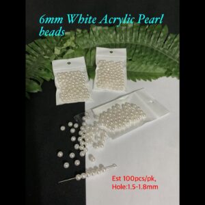 6mm White Acrylic pearl beads (est 100pcs)