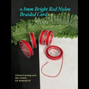 0.8mm Bright Red Nylon Braided Cord (est 8metres)