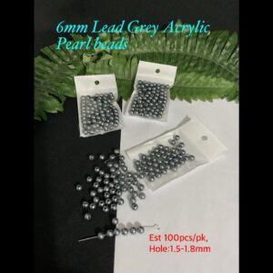 6mm Lead Grey Acrylic pearl beads (est 100pcs)