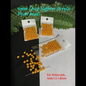 6mm Deep Saffron Acrylic pearl beads (est 100pcs)
