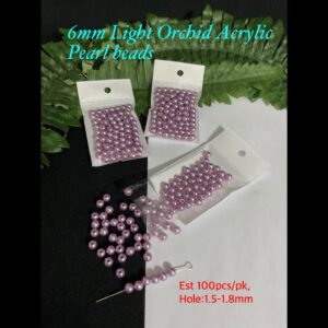 6mm Light Orchid Acrylic pearl beads (est 100pcs)