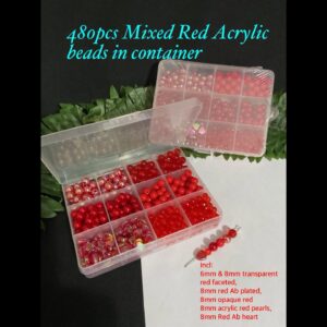 480pcs Mixed Red Acrylic beads in container 10% off!