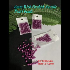 6mm Rich Orchid Acrylic pearl beads (est 100pcs)