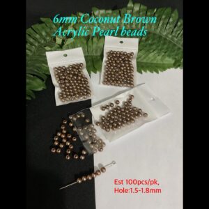 6mm Coconut Brown Acrylic pearl beads (est 100pcs)