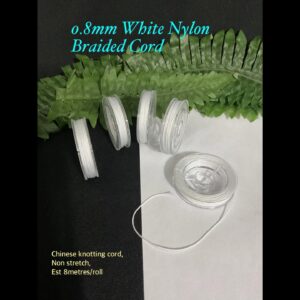 0.8mm White Nylon Braided Cord (est 8metres)