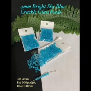 4mm Bright Sky Blue Crackle glass beads (est 200pcs)