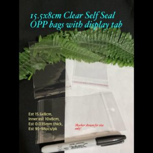 15.5x8cm Clear OPP Self Sealing bags with clear tab (est 95-98pcs)