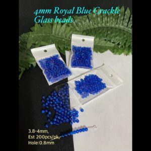 4mm Royal Blue Crackle glass beads (est 200pcs)