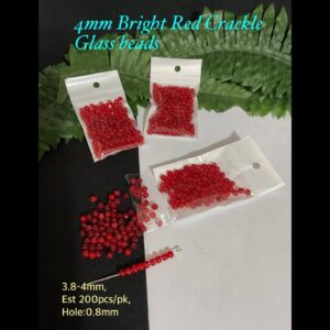 4mm Bright Red Crackle glass beads (est 200pcs)