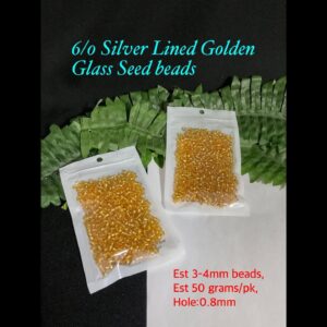 6/0 Silver Lined Golden Glass seed beads (est 50grams) 10% off!