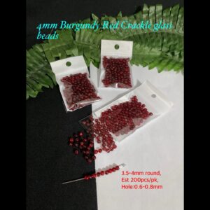 4mm Burgundy Red Crackle glass beads (est 200pcs)