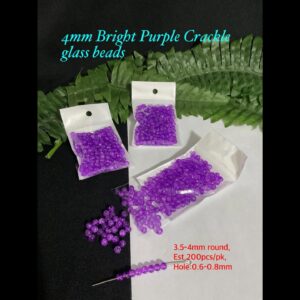 4mm Bright Purple Crackle glass beads (est 200pcs)