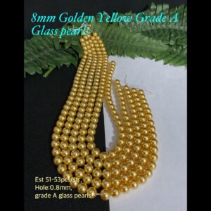 8mm Golden Yellow Grade A Glass pearls (est 51-53pcs) 10% off!